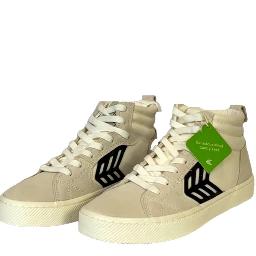 NEW CARIUMA Catiba Pro High Skate Shoe – Off‑White Canvas, Vintage White Suede-8